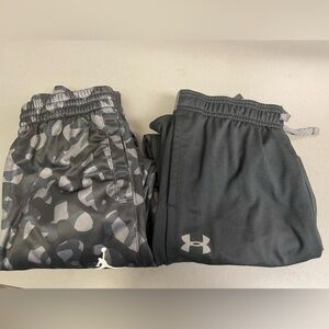 Under Armour Kids' Black and Gray Bottoms and Nike Jordan camo jogger therma fit